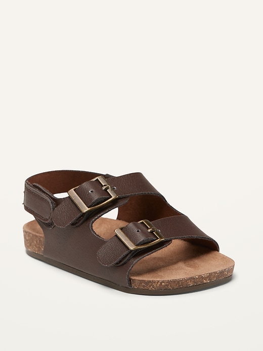 View large product image 1 of 4. Faux-Leather Double-Buckle Sandals for Baby