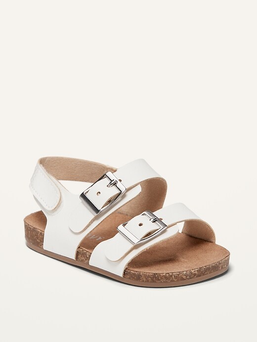 View large product image 1 of 4. Faux-Leather Double-Buckle Sandals for Baby