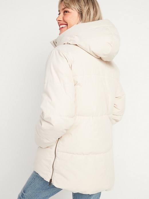 Image number 2 showing, Faux-Fur Lined Hooded Puffer Coat for Women