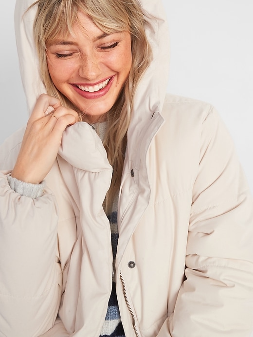 Image number 3 showing, Faux-Fur Lined Hooded Puffer Coat for Women
