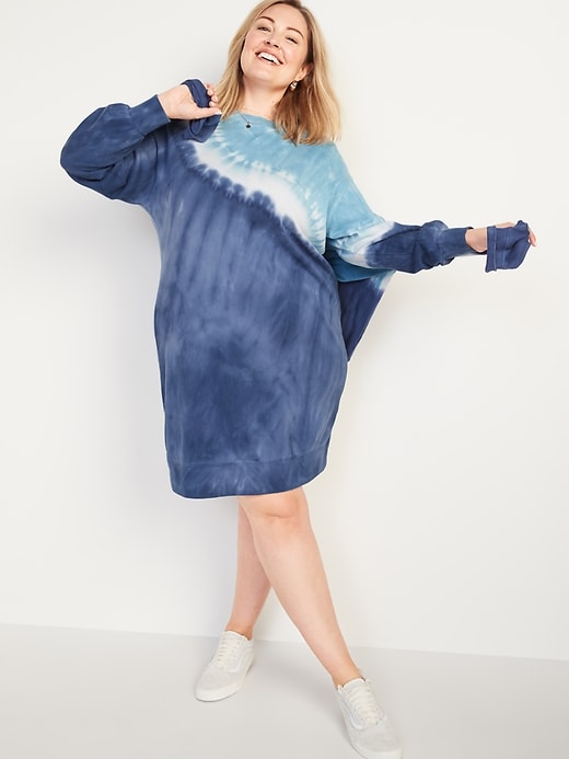 Image number 1 showing, Vintage Specially Dyed Plus-Size Sweatshirt Shift Dress
