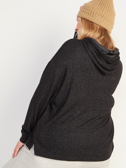 Image number 2 showing, Soft-Brushed Plush-Knit Plus-Size Pullover Lounge Hoodie