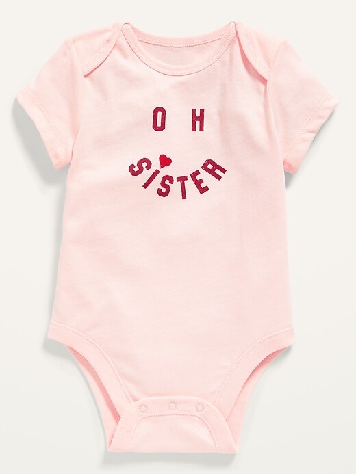 View large product image 1 of 2. Short-Sleeve Valentine-Graphic Bodysuit for Baby
