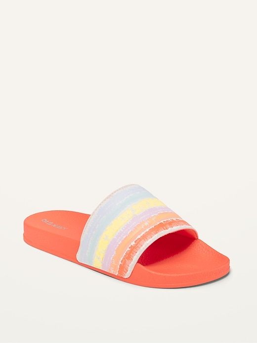 View large product image 1 of 3. Gender-Neutral Faux-Leather Pool Slides for Kids