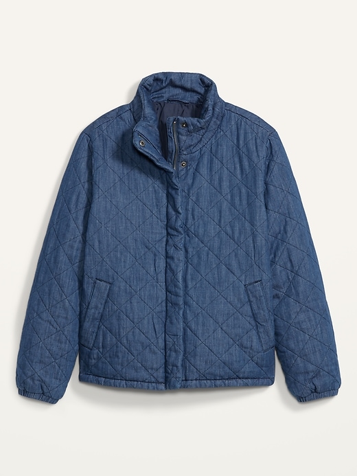 Image number 4 showing, Lightweight Diamond Quilted Chambray Puffer Jacket