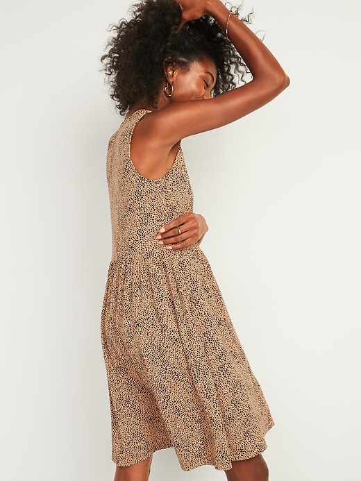Image number 2 showing, Cheetah-Print Jersey Sleeveless Drop-Waist Swing Dress for Women