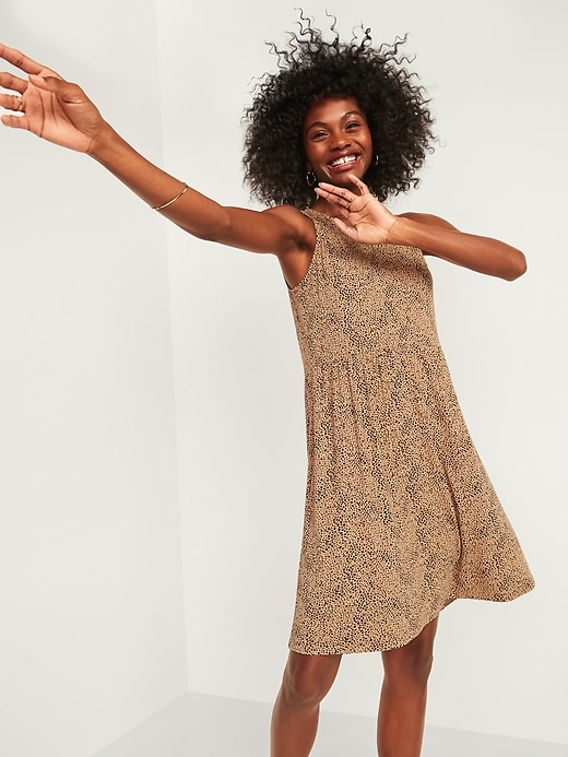 Image number 1 showing, Cheetah-Print Jersey Sleeveless Drop-Waist Swing Dress for Women