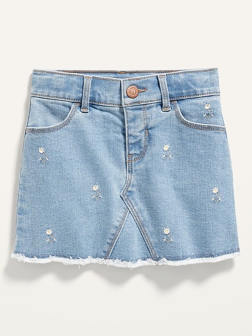 View large product image 1 of 2. Light-Wash Frayed-Hem Jean Skirt for Toddler Girls