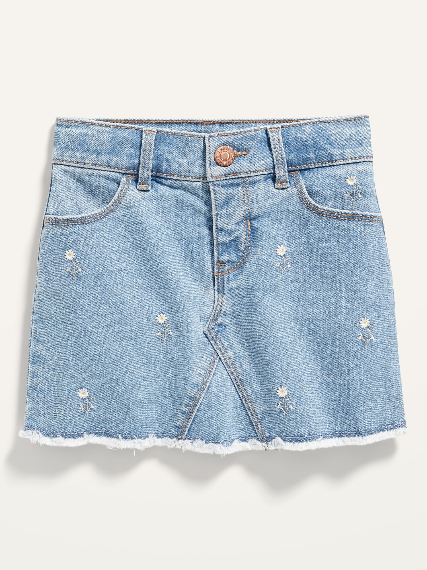 Light-Wash Frayed-Hem Jean Skirt for Toddler Girls