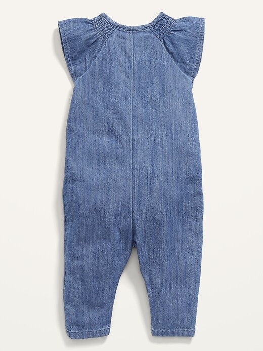 View large product image 2 of 2. Chambray Smocked-Yoke Jumpsuit for Baby