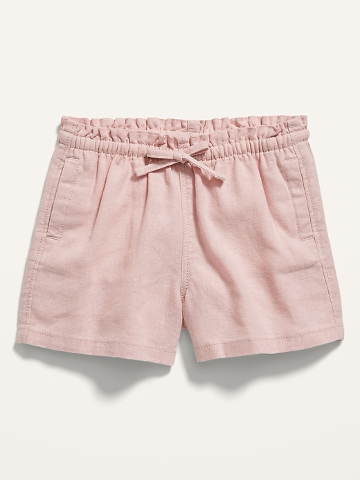 View large product image 1 of 2. Paperbag-Waist Linen-Blend Shorts for Toddler Girls
