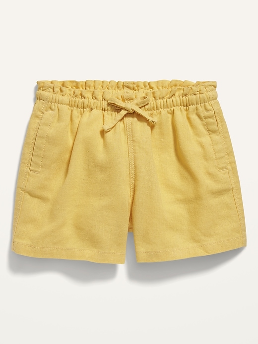 View large product image 1 of 1. Paperbag-Waist Linen-Blend Shorts for Toddler Girls