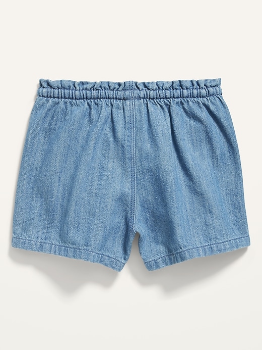 View large product image 2 of 2. Paperbag-Waist Chambray Shorts for Toddler Girls