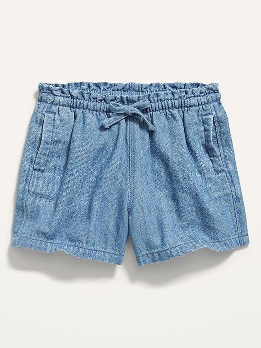 View large product image 1 of 2. Paperbag-Waist Chambray Shorts for Toddler Girls