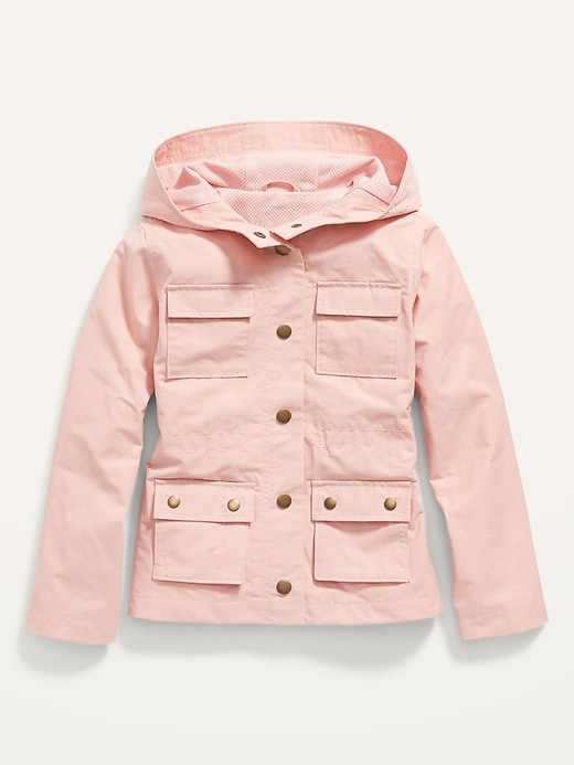 View large product image 1 of 1. Water-Resistant Hooded Utility Jacket for Girls