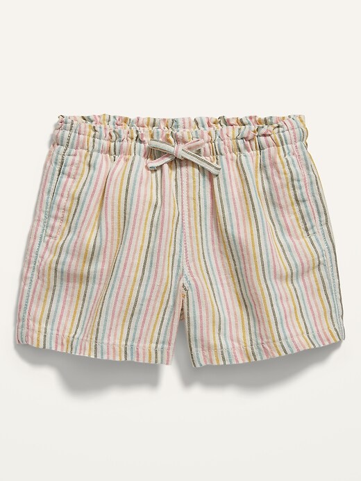 View large product image 1 of 2. Striped Pull-On Linen-Blend Shorts for Toddler Girls