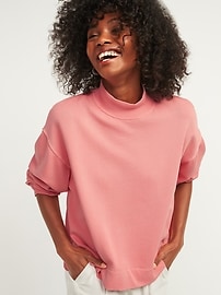 Oversized Garment-Dyed Mock-Neck Sweatshirt