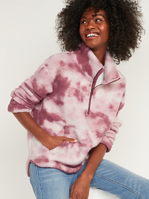 View large product image 1 of 2. Cozy Sherpa Half-Zip Sweatshirt for Women