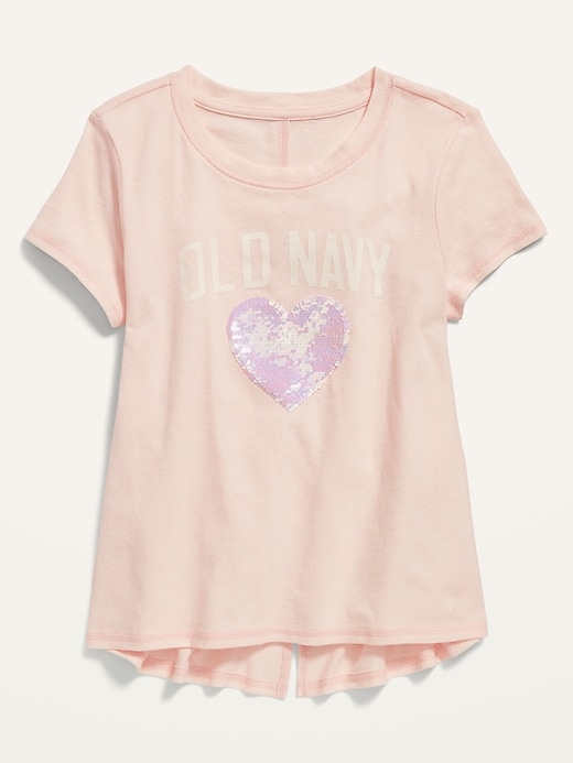 View large product image 1 of 2. Logo-Graphic Flip-Sequin Tee for Girls