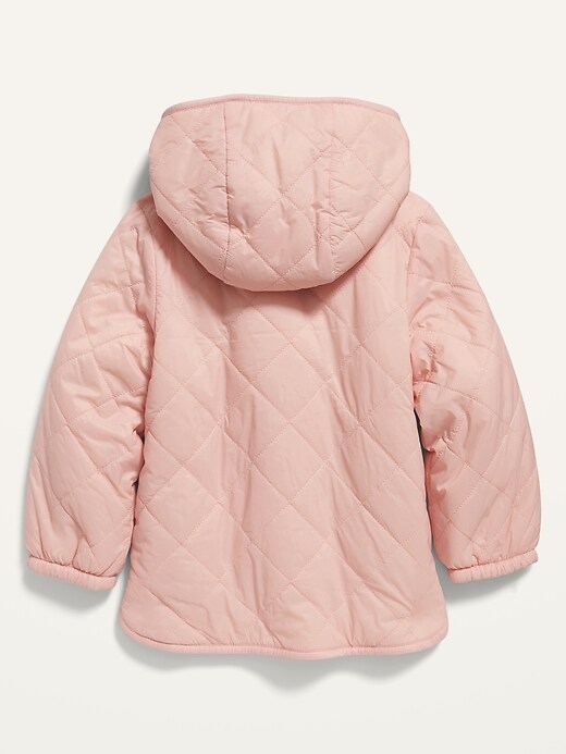 View large product image 2 of 3. Reversible Quilted/Sherpa Hooded Liner Jacket for Toddler Girls