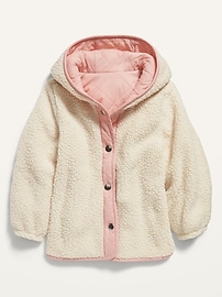 View large product image 3 of 3. Reversible Quilted/Sherpa Hooded Liner Jacket for Toddler Girls