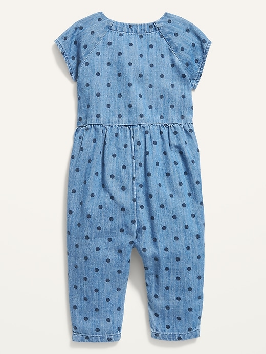 View large product image 2 of 2. Chambray Utility Polka-Dot Jumpsuit for Baby