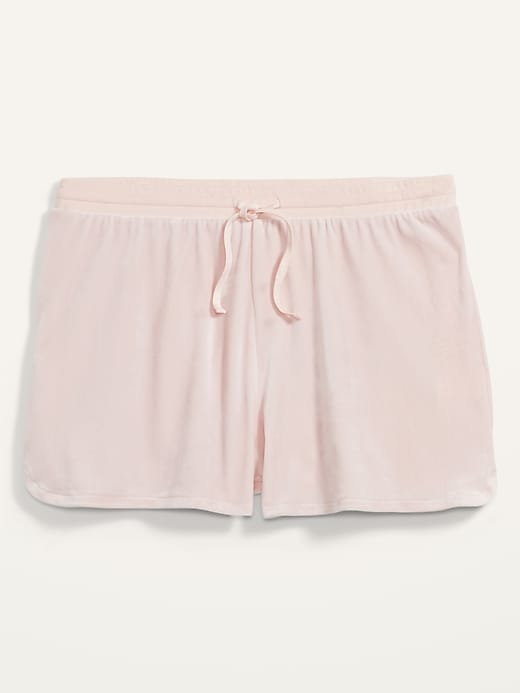 View large product image 2 of 2. Mid-Rise Cozy Velour Plus-Size Lounge Shorts -- 3.5-inch inseam
