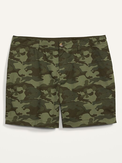 View large product image 1 of 1. High-Waisted Printed Everyday Plus-Size Shorts -- 7-inch inseam