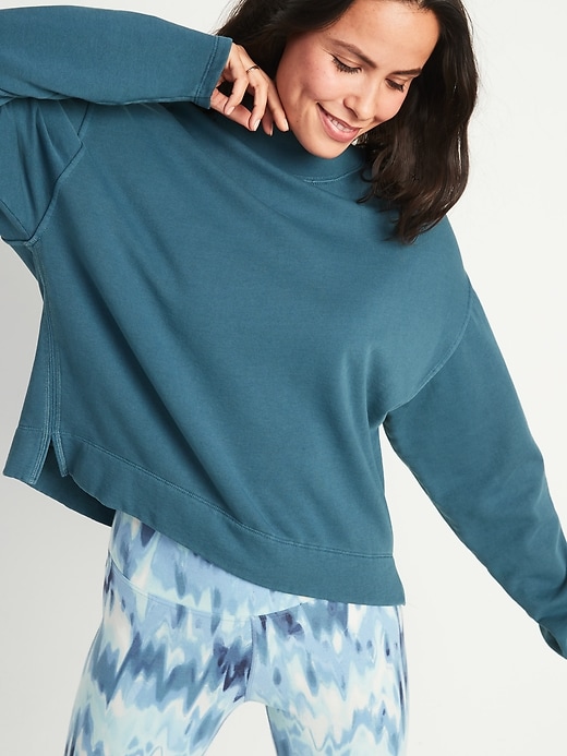 View large product image 1 of 2. Oversized Garment-Dyed Mock-Neck Sweatshirt