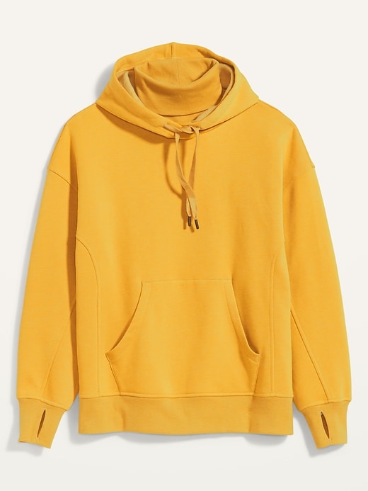 View large product image 2 of 2. Oversized Rib-Knit Funnel-Neck Pullover Hoodie for Women