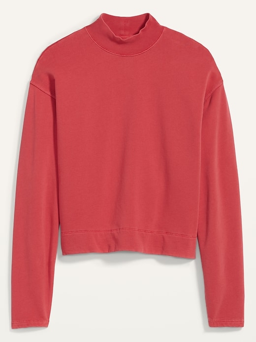 View large product image 2 of 2. Oversized Garment-Dyed Mock-Neck Sweatshirt for Women