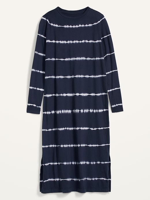 View large product image 2 of 2. Tie-Dye Stripe Midi T-Shirt Shift Dress for Women