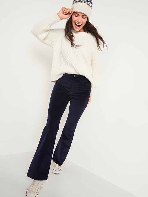 Image number 3 showing, Extra High-Waisted Velvet Flare Jeans for Women