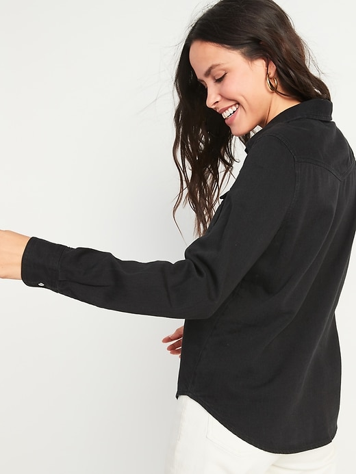 Image number 2 showing, Relaxed Western Black Jean Shirt for Women