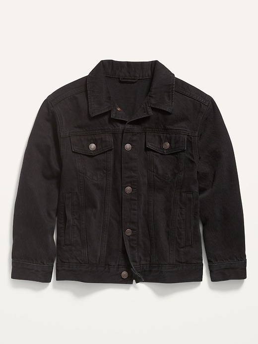View large product image 1 of 2. Gender-Neutral Oversized Black Jean Trucker Jacket for Kids