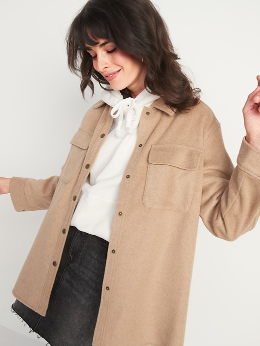 Image number 1 showing, Soft-Brushed Utility Shirt Jacket for Women