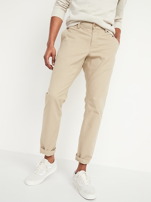 Old Navy Athletic Taper Lived-In Khaki Non-Stretch Pants for Men beige. 1
