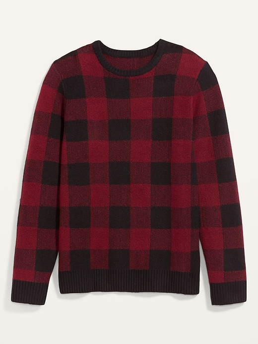 View large product image 2 of 2. Cozy Plaid Crew-Neck Sweater