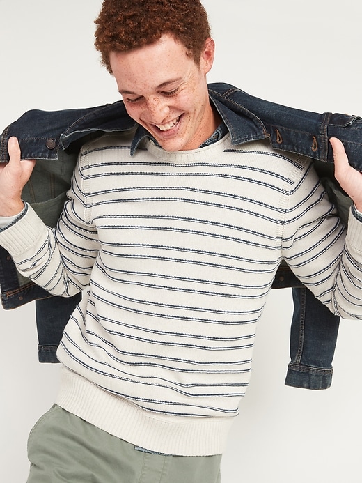 Textured-Stripe Crew-Neck Sweater for Men | Old Navy
