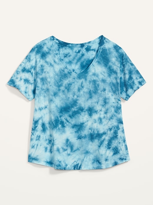 View large product image 1 of 1. Loose Tie-Dyed Plus-Size Easy V-Neck Tee