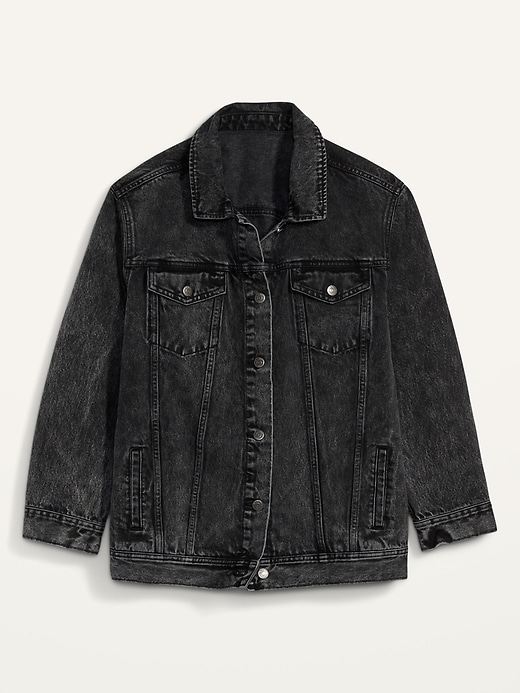 View large product image 1 of 1. Boyfriend Plus-Size Black Jean Jacket