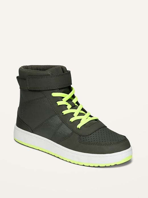 View large product image 1 of 3. Secure-Close Color-Blocked High Tops For Boys