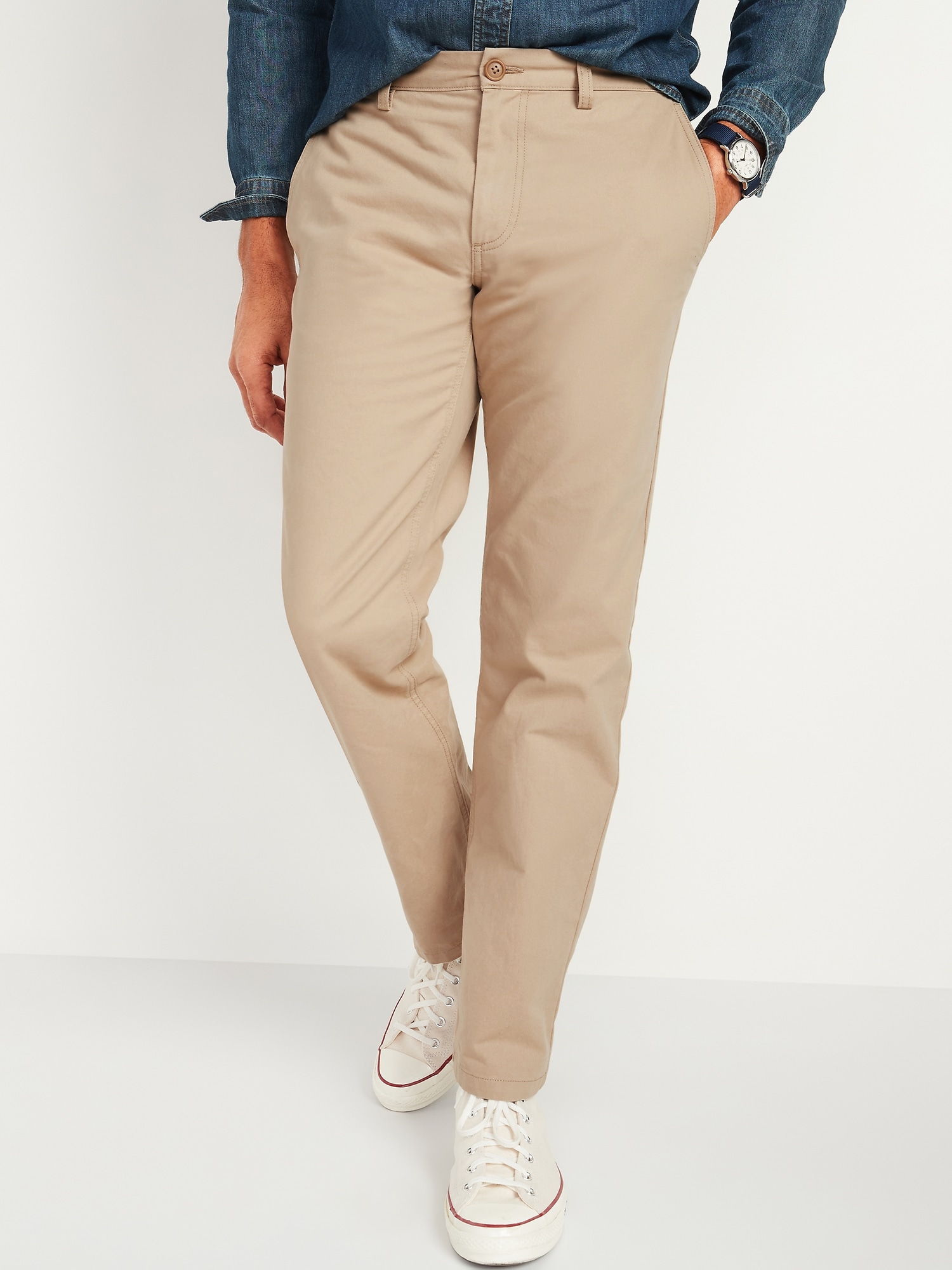 Loose Lived-In Khaki Non-Stretch Pants for Men