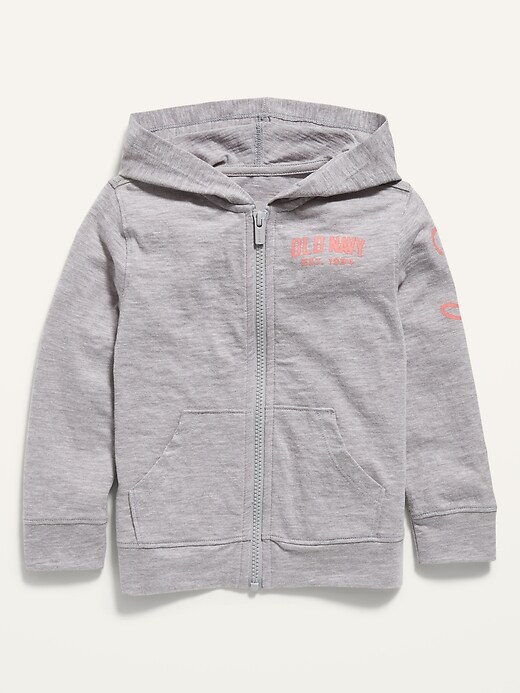 View large product image 1 of 1. Unisex Lightweight Slub-Knit Logo Zip Hoodie for Toddler