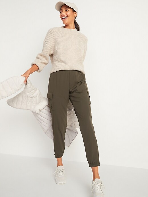 Image number 3 showing, High-Waisted StretchTech Mesh-Lined Jogger Cargo Pants