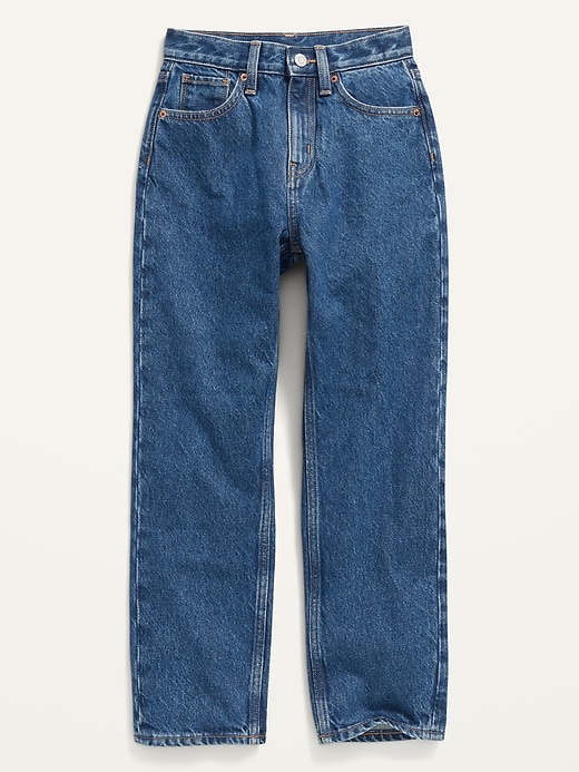 View large product image 1 of 2. High-Waisted Slouchy Straight Medium-Wash Jeans for Girls