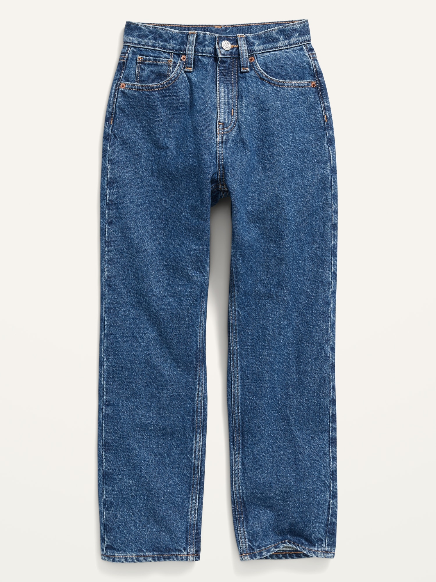 High-Waisted Slouchy Straight Medium-Wash Jeans for Girls