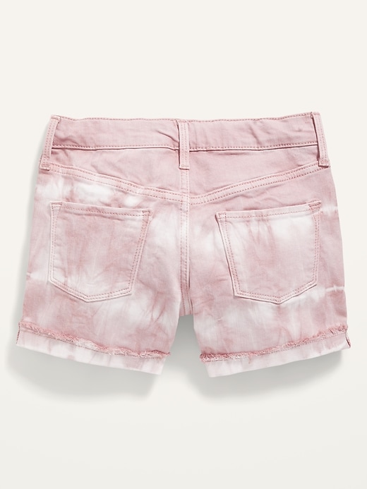 View large product image 2 of 2. Tie-Dye Frayed-Hem Jean Midi Shorts for Girls