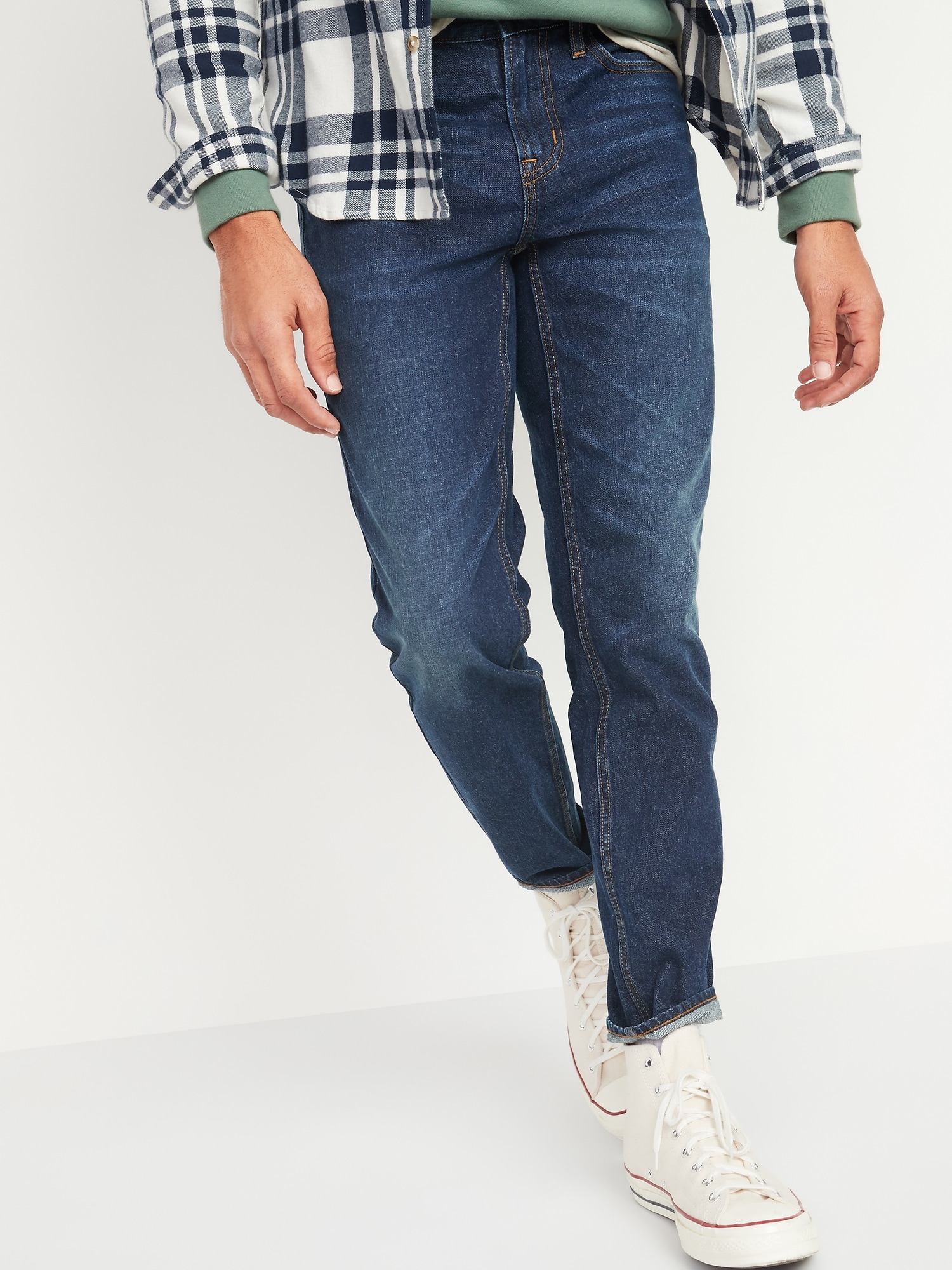 Athletic Taper Rigid Non-Stretch Dark-Wash Jeans for Men