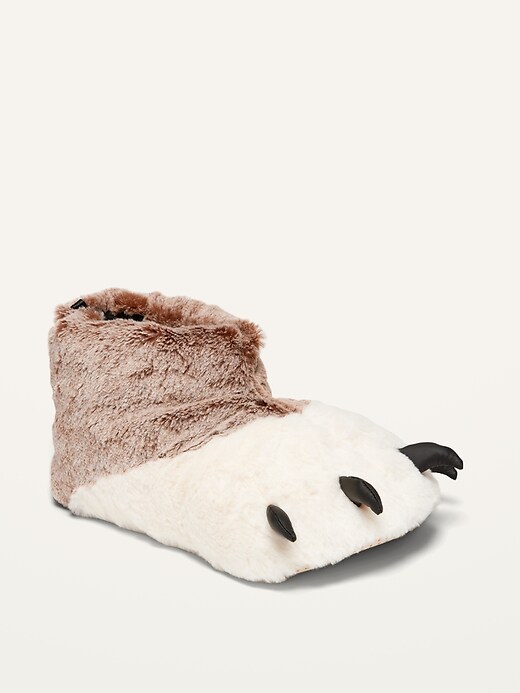 View large product image 1 of 2. Gender-Neutral Faux-Fur Monster Slippers For Kids